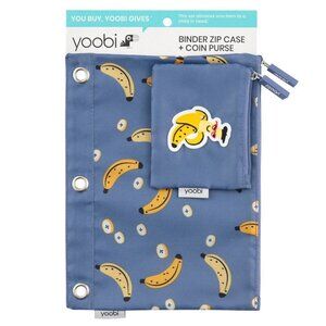 Yoobi Banana Print Binder Zip Case & Coin Purse - Cute & Durable